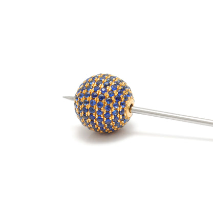 Blue Sapphire Pavé 14K Gold Ball Bead – Hole Size Detail