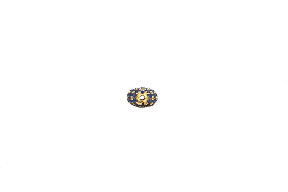 Blue Sapphire Pavé Gold Ball Bead – Angle View