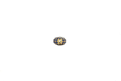 Blue Sapphire Pavé Gold Ball Bead – Angle View
