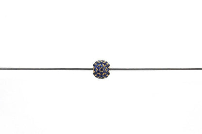 Blue Sapphire Pavé Gold Ball Spacer Bead – Side Profile