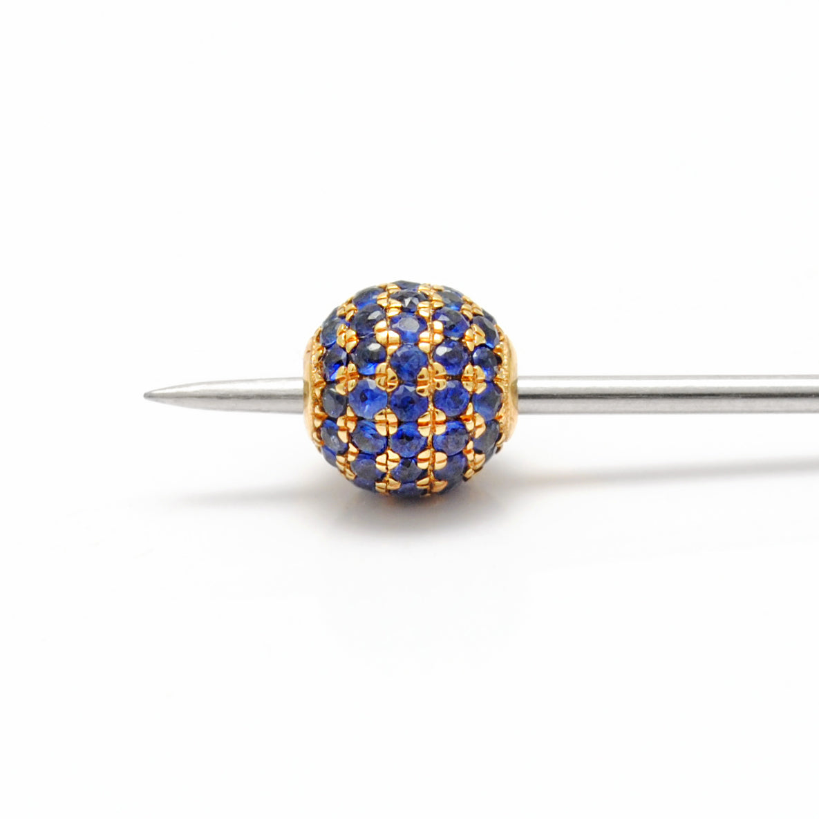 Blue Sapphire Pavé Gold Bead – Hole Size Detail for Jewelry Making