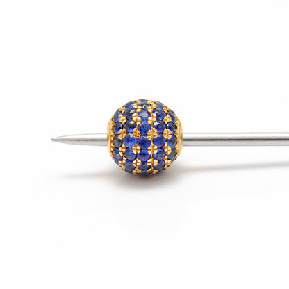 Blue Sapphire Pavé Gold Bead – Hole Size Detail for Jewelry Making