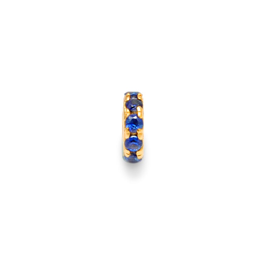 Blue Sapphire Pavé Gold Rondelle 4mm – Angle View