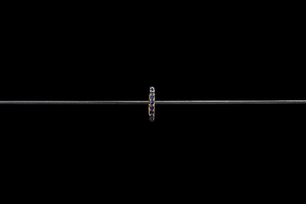 Blue Sapphire Pavé Gold Rondelle 8mm – Angle View