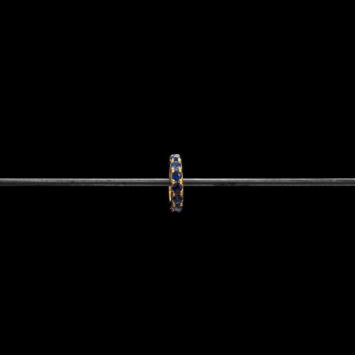Blue Sapphire Pavé Gold Rondelle Spacer 6mm – Angle View