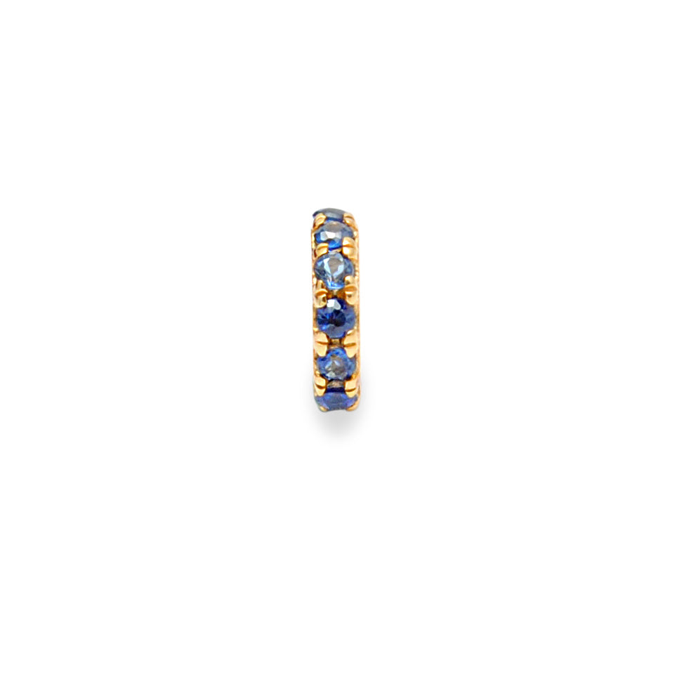 Blue Sapphire Pavé Gold Rondelle Spacer – Angle View