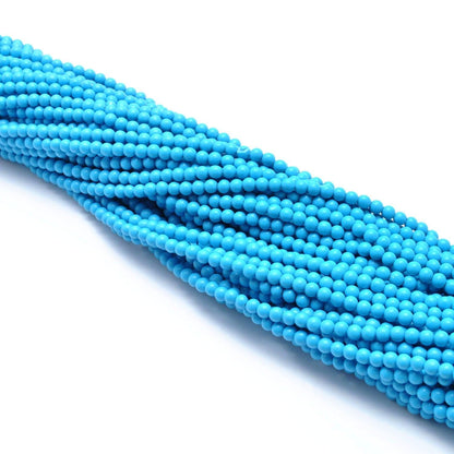 Blue turquoise round beads strand - side profile loose beads