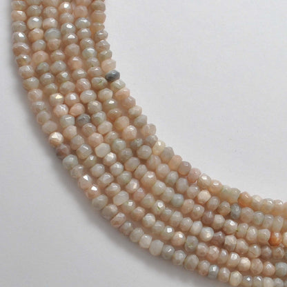 Brown moonstone faceted rondelle beads strand - front view earthy tone
