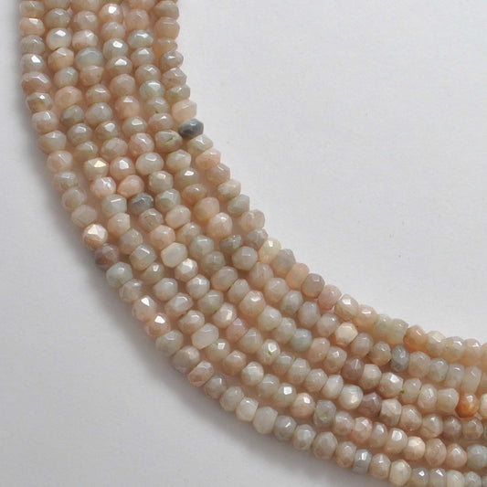 Brown moonstone faceted rondelle beads strand - front view earthy tone