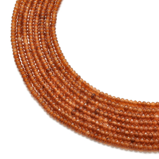 Brown quartz faceted rondelle beads 14 inch strand - front view earthy