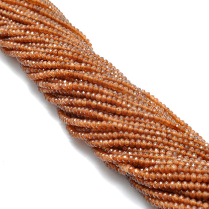 Brown quartz rondelle beads for boho jewelry - side profile