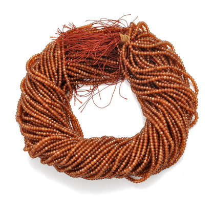 Brown quartz rondelle beads - close-up warm chocolate tone