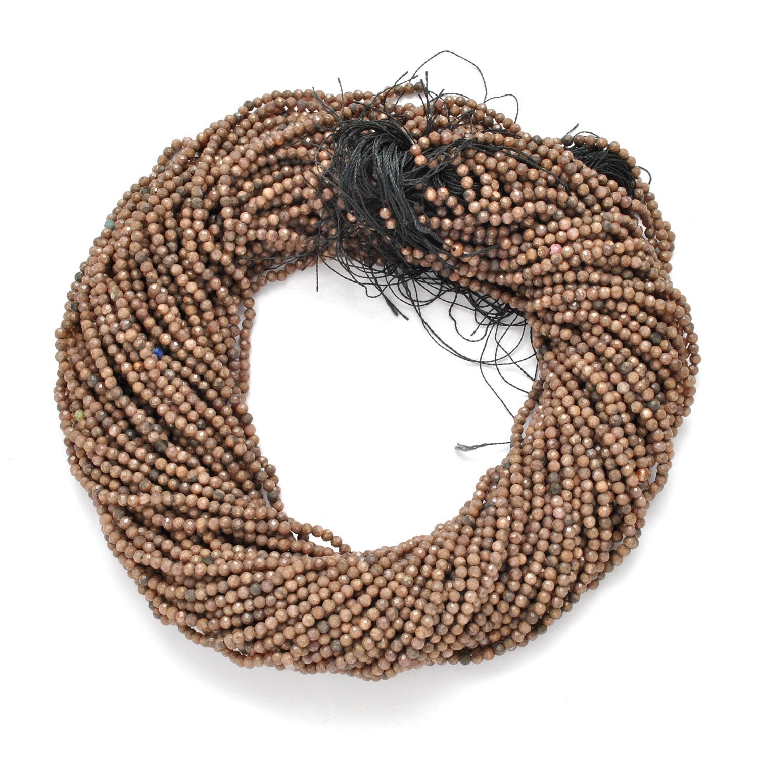 Camel jasper faceted beads - close-up warm earthy tan tones