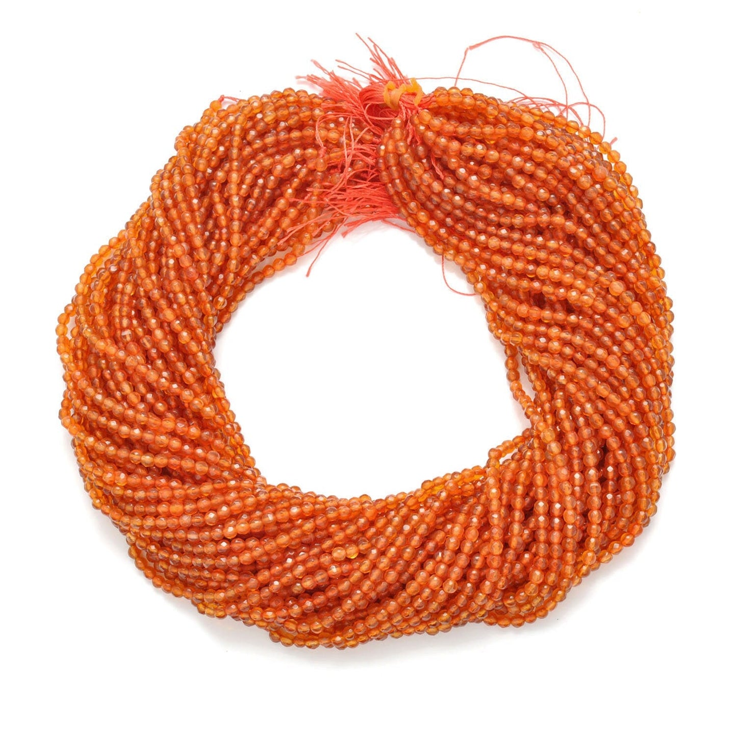 Carnelian faceted beads - close-up warm orange red color