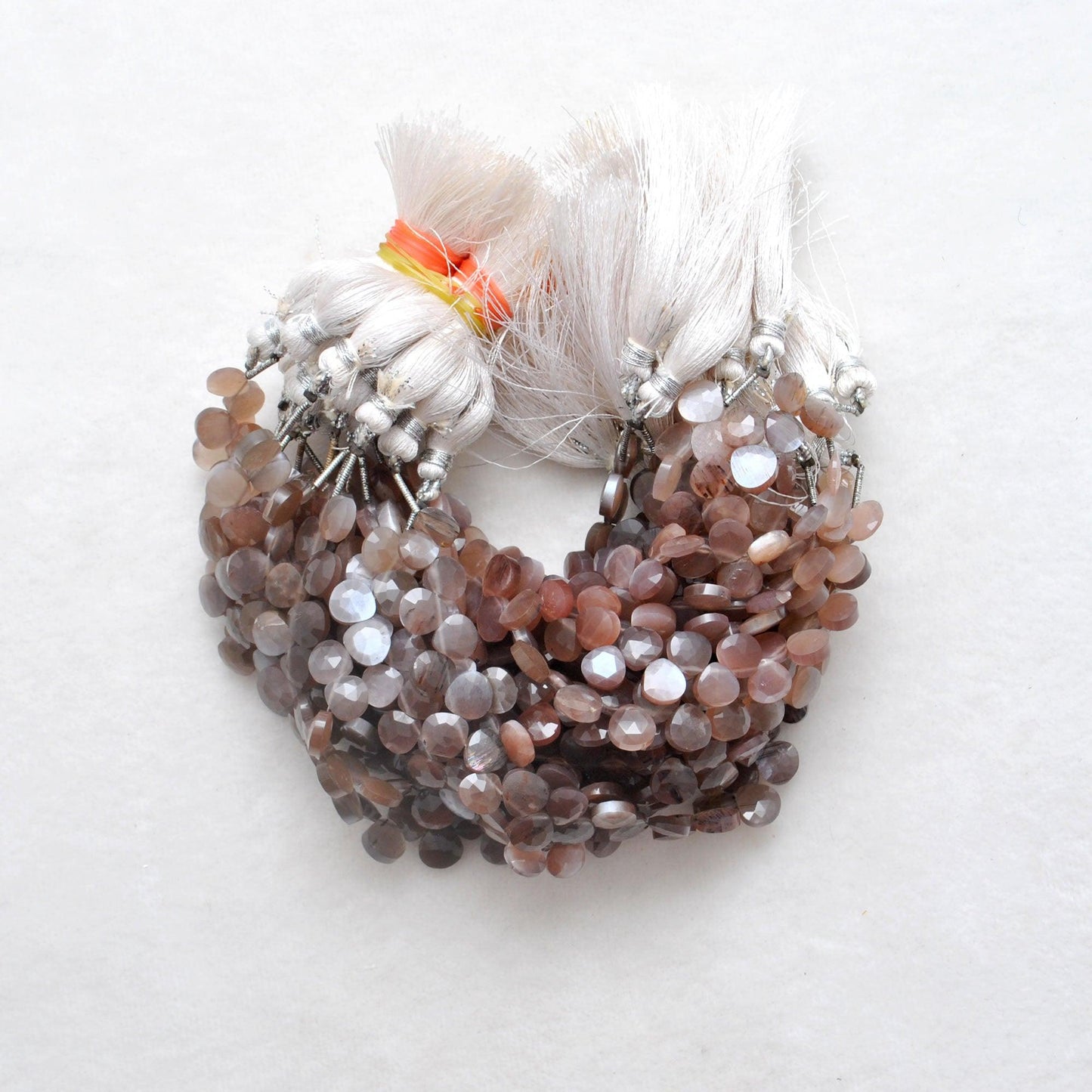 Chocolate moonstone faceted hearts for romantic jewelry - side view