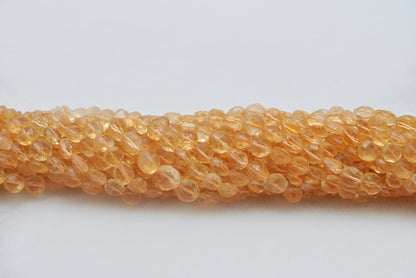 Citrine faceted coin beads for necklaces earrings - side profile