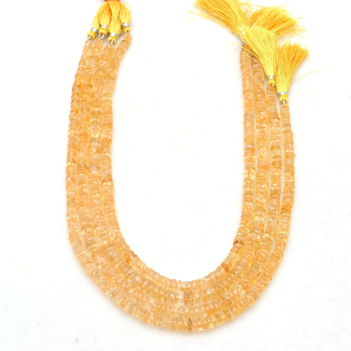Citrine plain tyre beads for statement necklace - side profile