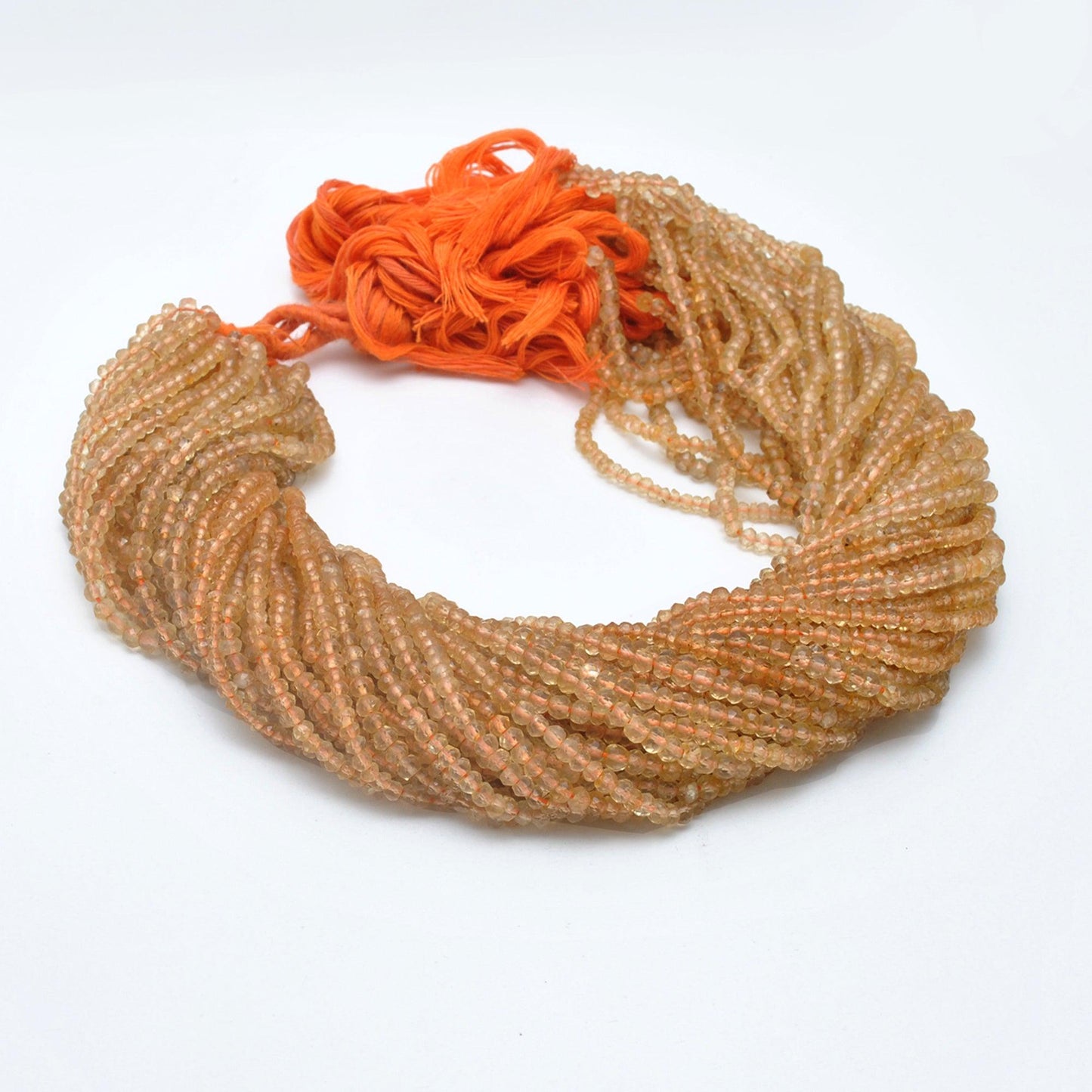 Citrine rondelle beads November birthstone - side profile loose beads