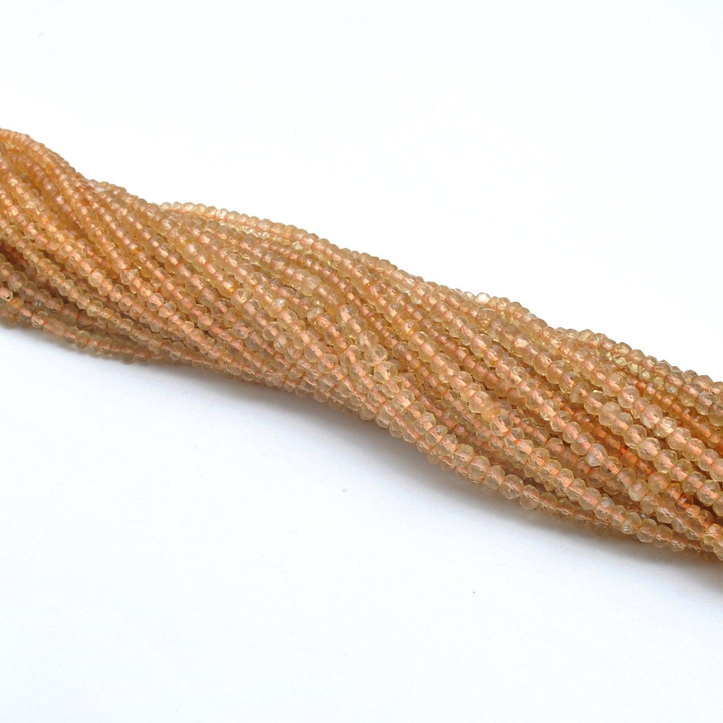 Citrine rondelle faceted beads strand - warm amber tones view