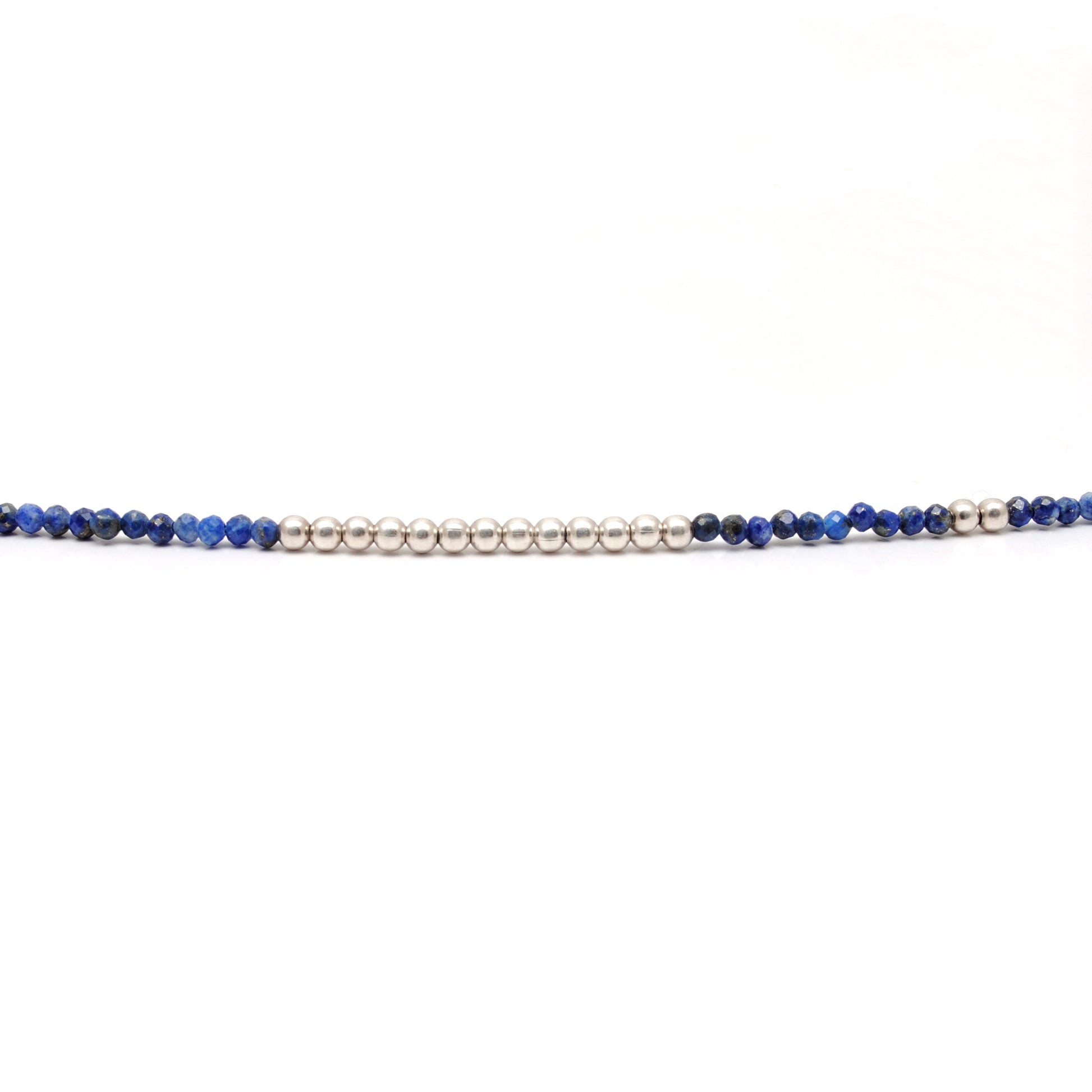 Deep Blue Lapis Lazuli Beaded Necklace - Close-Up Rondelle Detail