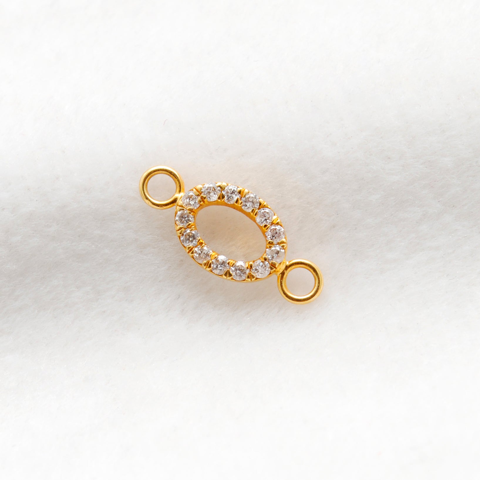 Diamond Double Loop Connector 14K Gold – Side Profile