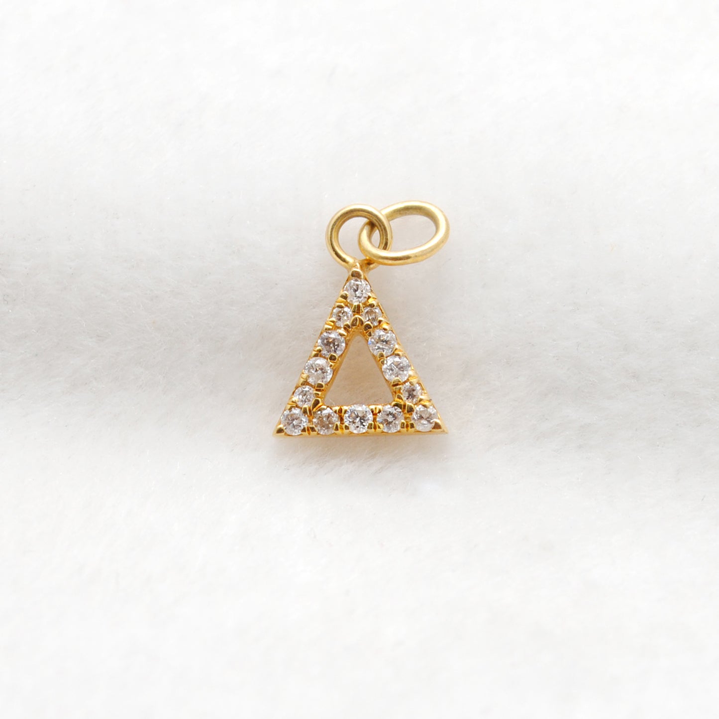 Diamond Pavé 14K Gold Triangle Charm – Styled on Necklace
