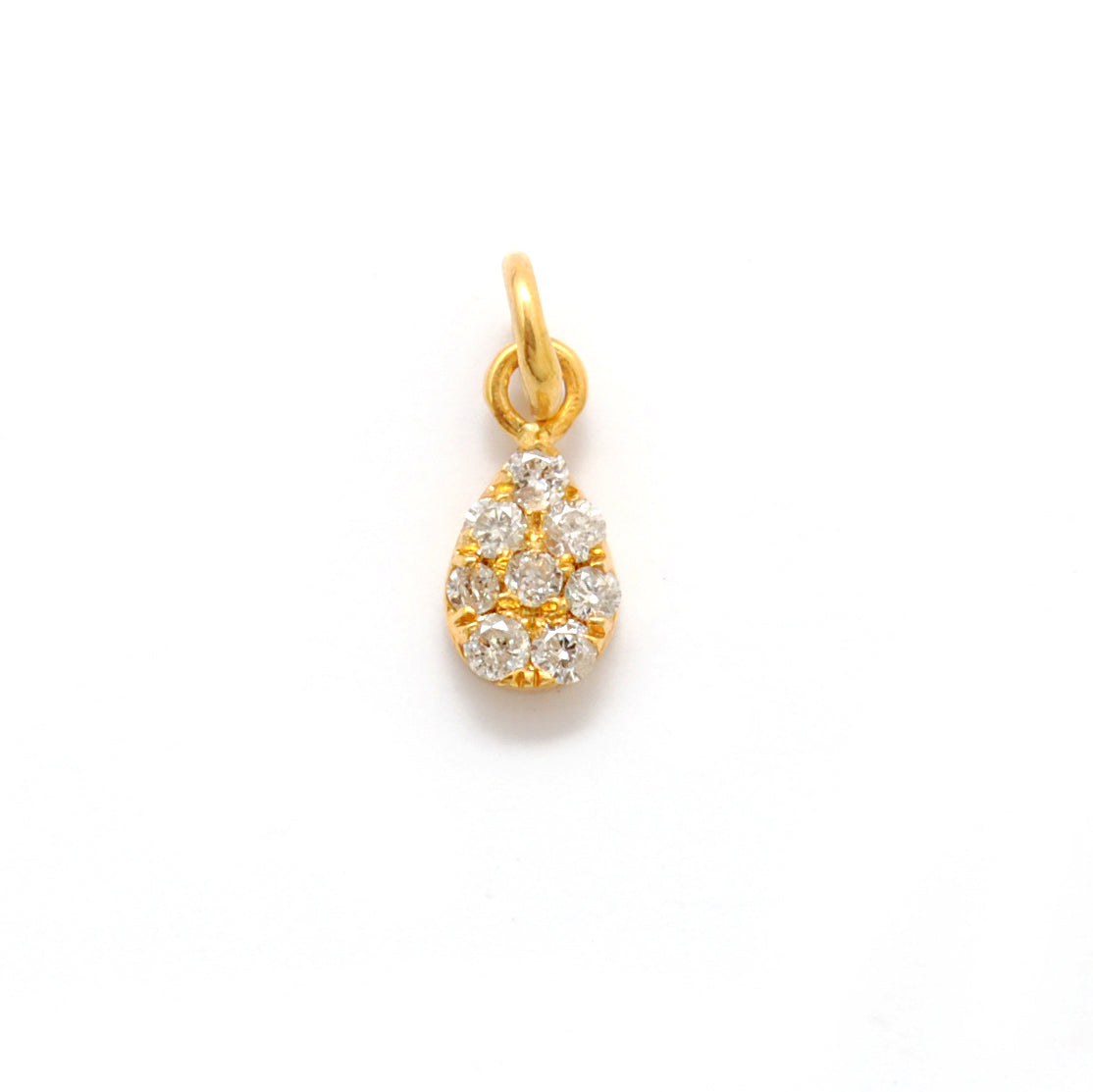 Diamond Pavé 5x3mm Gold Charm – Overhead View