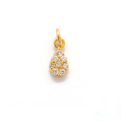 Diamond Pavé 5x3mm Gold Charm – Overhead View