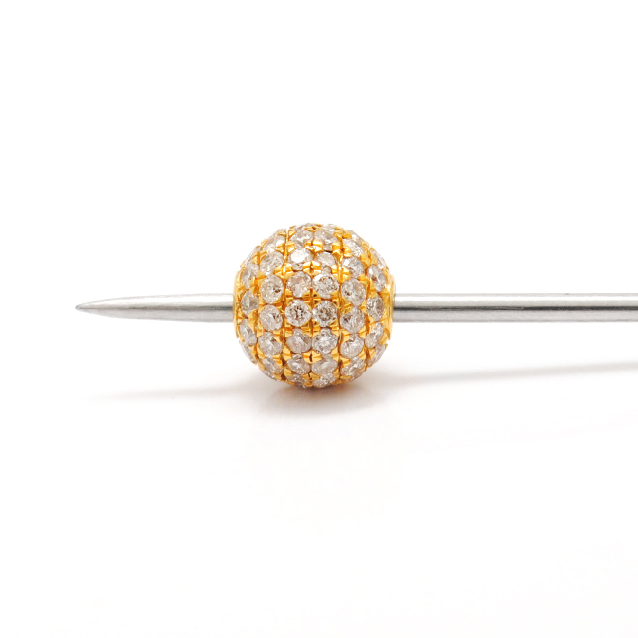 Diamond Pavé Gold Disco Ball Bead – Hole Size Detail for Jewelry Making