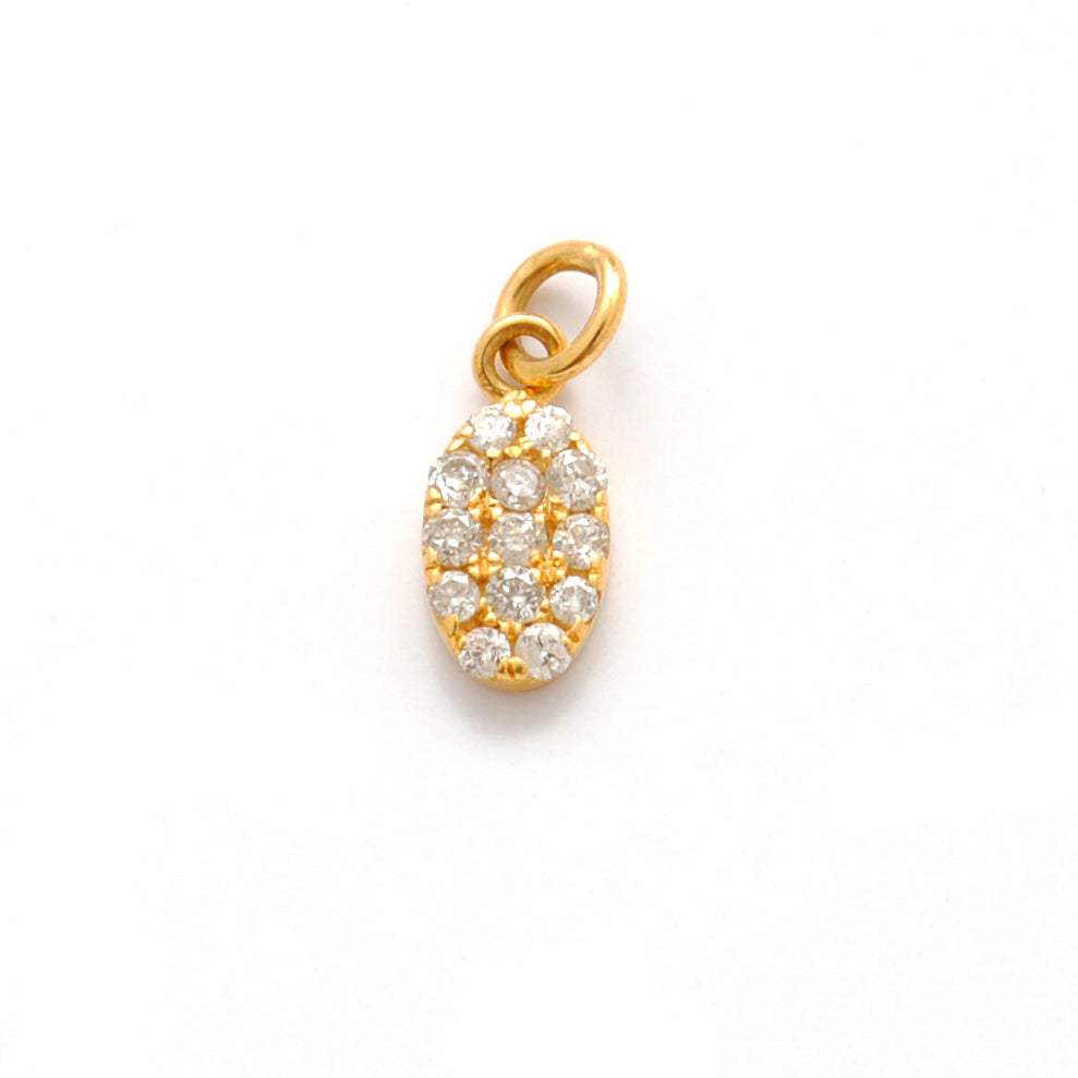 Diamond Pavé Gold Minimal Oval Charm – Lifestyle View