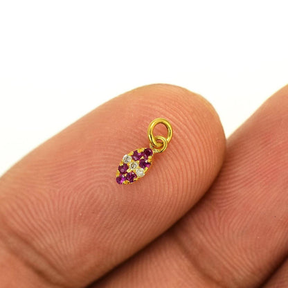 Diamond Ruby Pavé 5x3mm Gold Charm – Side Profile