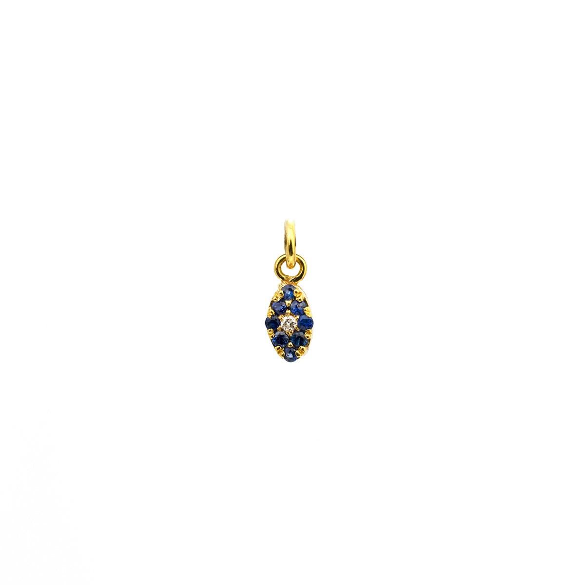 Diamond & Sapphire 14K Gold Charm Pendant – Side Profile