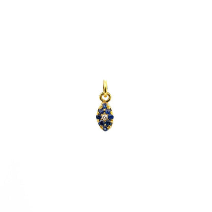 Diamond & Sapphire 14K Gold Charm Pendant – Side Profile