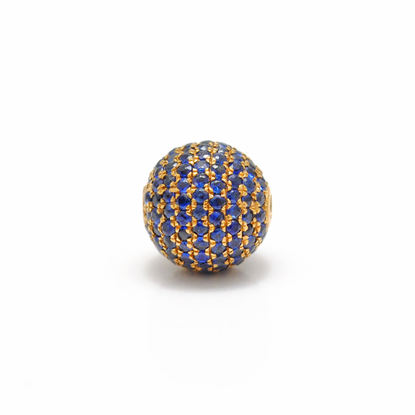 Diamond Sapphire Pavé Gold Ball Bead 8mm – Angle View