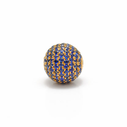 Diamond Sapphire Pavé Gold Ball Bead 8mm – Angle View