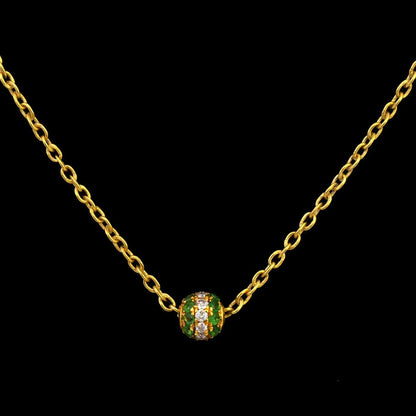 Diamond Tsavorite Pavé 14K Gold Ball Bead – Angle View