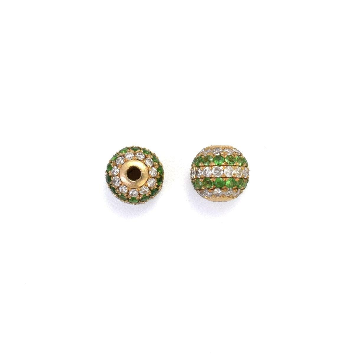 Diamond Tsavorite Pavé Gold Ball Bead 6mm – Side Profile
