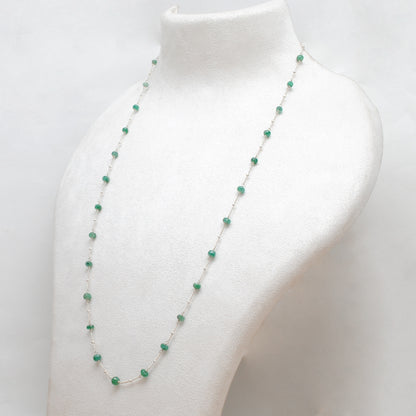 Emerald Beaded Choker Chain Necklace - Worn Neck View Collarbone