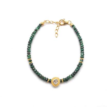 Emerald Diamond Handmade Bracelet - Lifestyle Flat Lay View