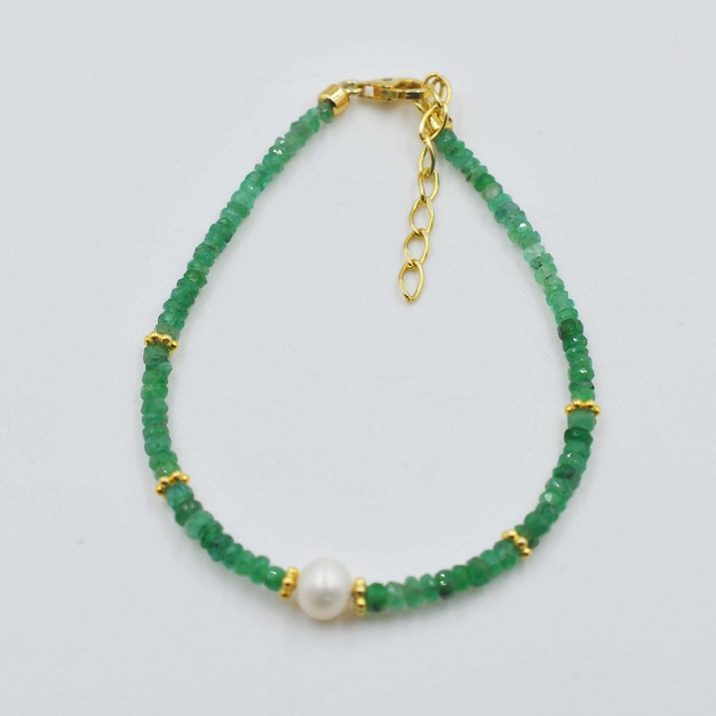 Emerald Faceted Gemstone Bracelet Handmade Jaipur - Lifestyle View