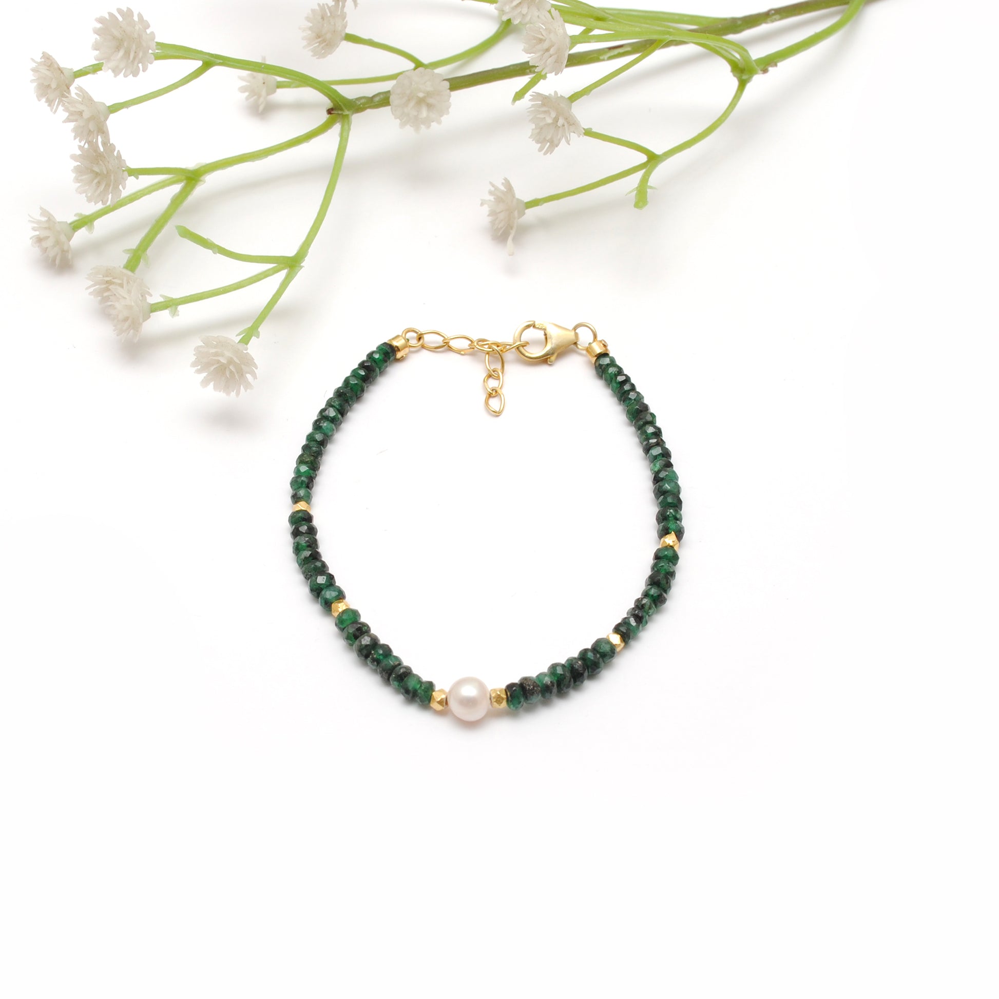Emerald Pearl Bracelet Gift for Her - Lifestyle View Jaipur
