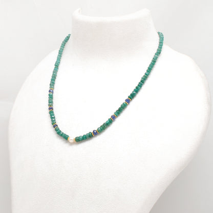 Emerald Pearl Rondelle Beaded Necklace - Close-Up Bead Detail