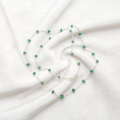Emerald Tiny Beaded Choker Chain - Overhead Flat Lay View