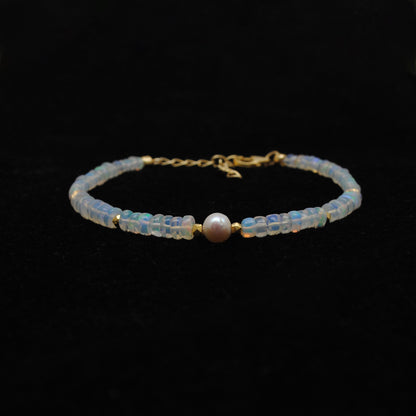 Ethiopian Opal Pearl Bracelet for Women - Wrist Styled View