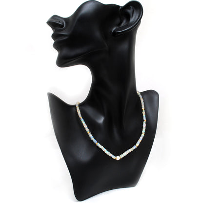 Ethiopian Opal Tanzanite Beaded Strand Necklace - Flat Lay