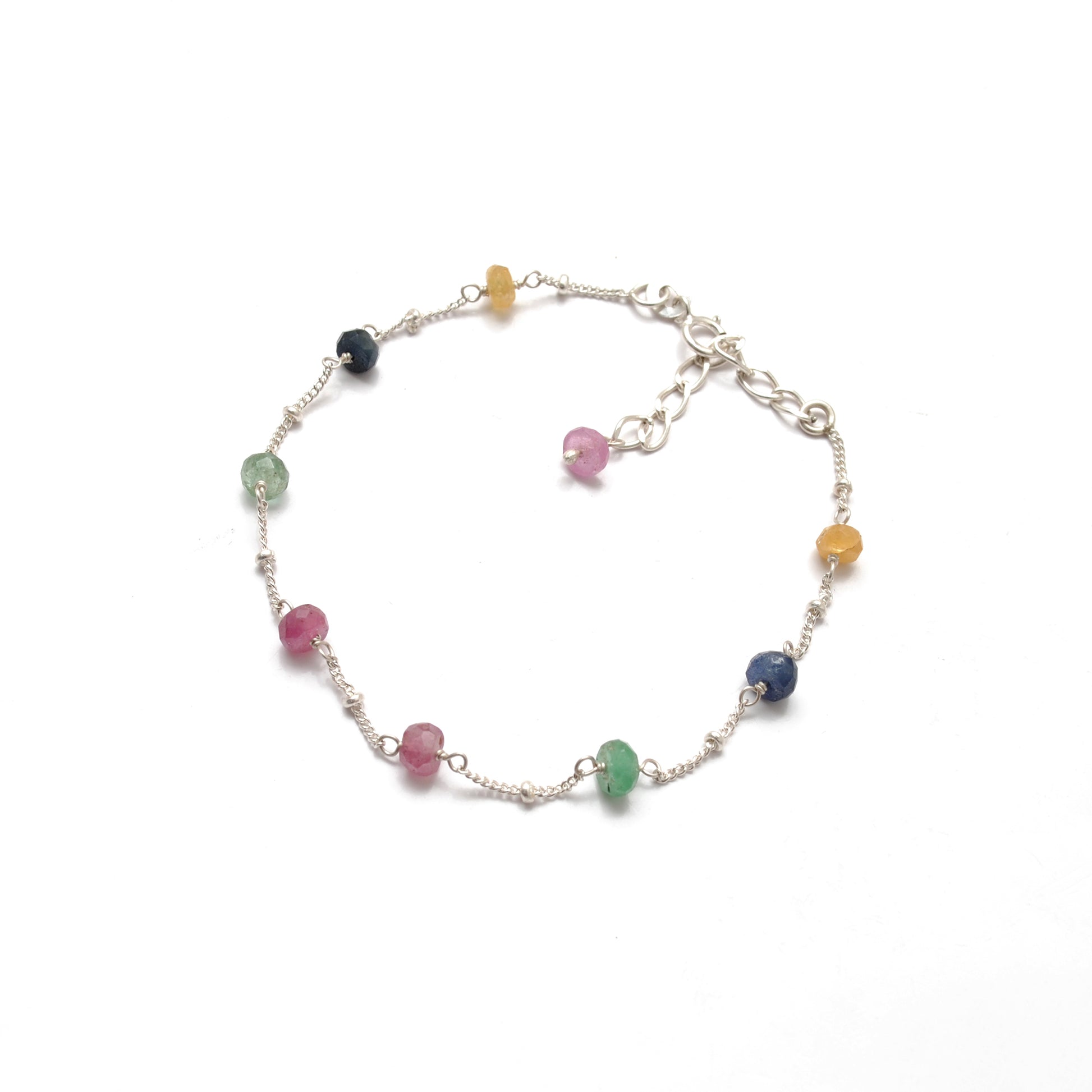 Faceted Multi-Color Sapphire Bracelet - Lifestyle Flat Lay Stacking