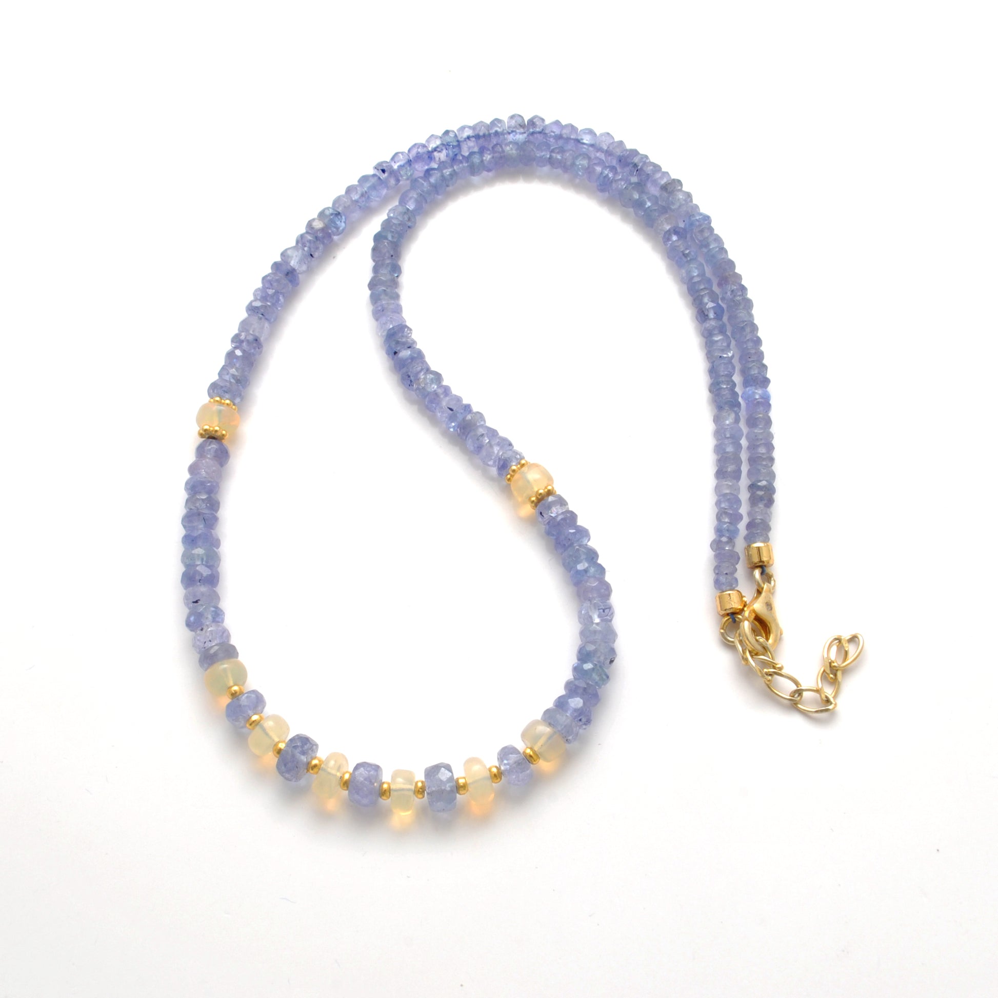Faceted Tanzanite Opal Gold Plated Necklace - Close-Up Detail