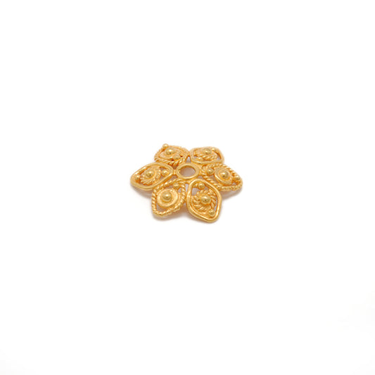 Filigree 18K gold flower bead cap finding - front view