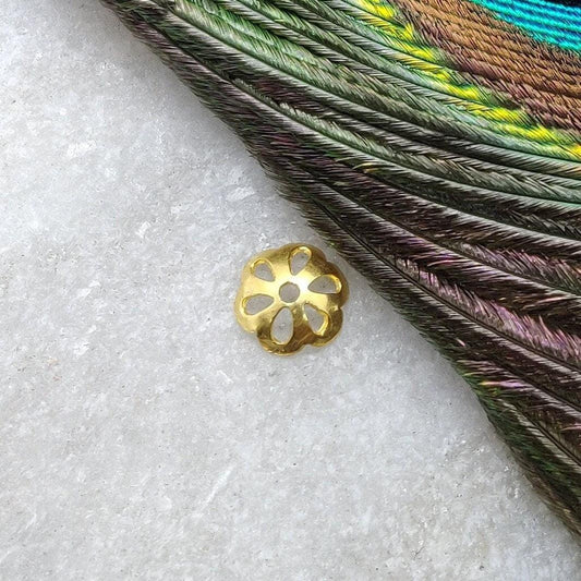 Floral 18K gold bead cap spacer craft DIY finding - front view