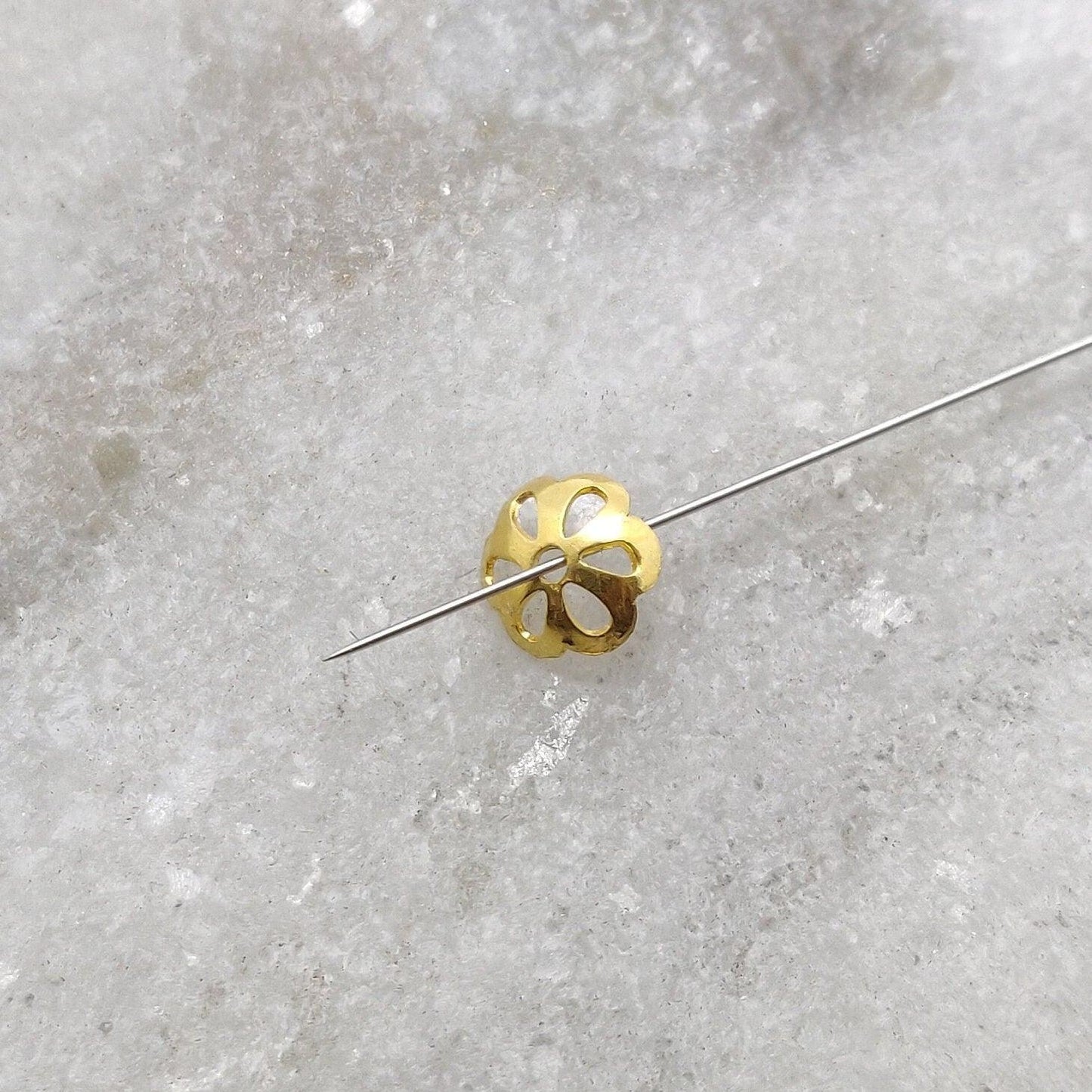 Floral 18K gold bead cap spacer DIY - overhead view
